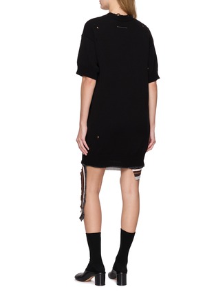 Back View - Click To Enlarge - MM6 MAISON MARGIELA - Short Sleeve Distressed Hem Rib Knit Dress
