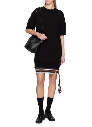 Figure View - Click To Enlarge - MM6 MAISON MARGIELA - Short Sleeve Distressed Hem Rib Knit Dress