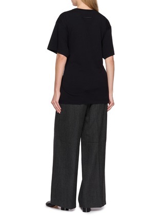 Back View - Click To Enlarge - MM6 MAISON MARGIELA - Gloves Attached Cotton Jersey T-Shirt