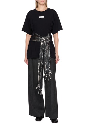 Main View - Click To Enlarge - MM6 MAISON MARGIELA - Gloves Attached Cotton Jersey T-Shirt