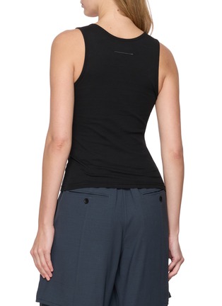 Back View - Click To Enlarge - MM6 MAISON MARGIELA - Logo Tab Ribbed Cotton Jersey Tank Top