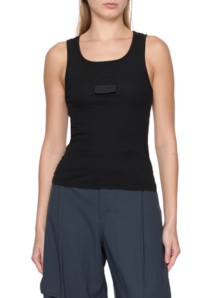 Main View - Click To Enlarge - MM6 MAISON MARGIELA - Logo Tab Ribbed Cotton Jersey Tank Top