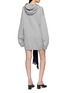 Back View - Click To Enlarge - MM6 MAISON MARGIELA - Gloves Attached Hooded Cotton Sweatshirt Dress
