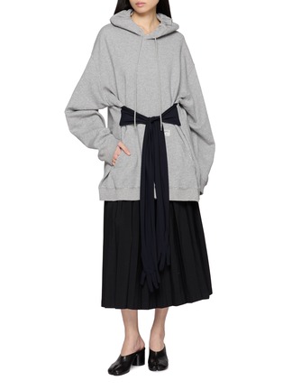 Figure View - Click To Enlarge - MM6 MAISON MARGIELA - Gloves Attached Hooded Cotton Sweatshirt Dress
