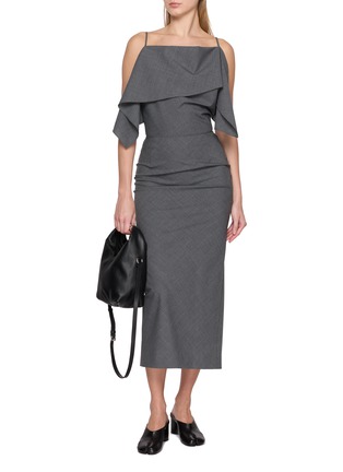 Figure View - Click To Enlarge - MM6 MAISON MARGIELA - Sleeveless Two Way Folded Wool Blend Maxi Dress
