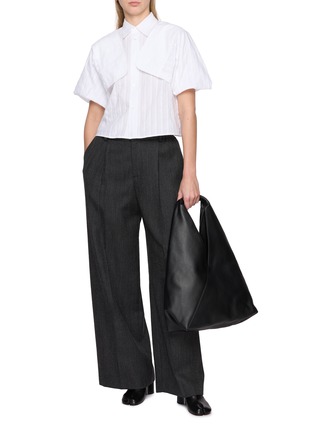 Figure View - Click To Enlarge - MM6 MAISON MARGIELA - Jacquard Striped Convertible Sleeve Shirt