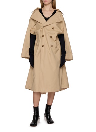 Figure View - Click To Enlarge - MM6 MAISON MARGIELA - Attached Gloves Cotton Trench Coat