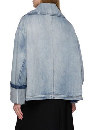 Back View - Click To Enlarge - MM6 MAISON MARGIELA - Double Breasted Light Wash Cotton Denim Jacket