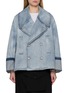 Main View - Click To Enlarge - MM6 MAISON MARGIELA - Double Breasted Light Wash Cotton Denim Jacket