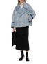 Figure View - Click To Enlarge - MM6 MAISON MARGIELA - Double Breasted Light Wash Cotton Denim Jacket