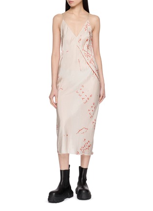 Main View - Click To Enlarge - RICK OWENS  - Scribble Print Slip Dress