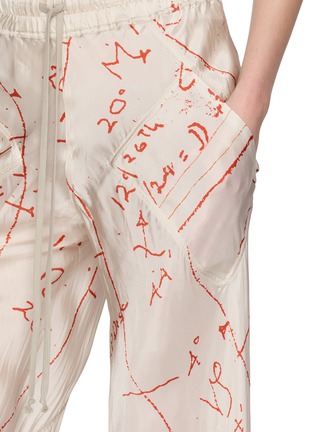  - RICK OWENS  - Scribble Print Drawstring Bias Flared Pants