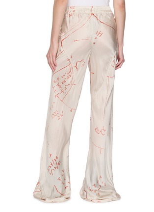 Back View - Click To Enlarge - RICK OWENS  - Scribble Print Drawstring Bias Flared Pants