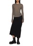 Figure View - Click To Enlarge - RICK OWENS  - Long Sleeve Hooded Ribbed Silk Blend Top