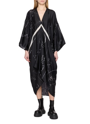 Main View - Click To Enlarge - RICK OWENS  - Tommykite Wide Sleeve Scribble Print Dress