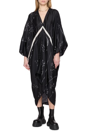 Figure View - Click To Enlarge - RICK OWENS  - Tommykite Wide Sleeve Scribble Print Dress