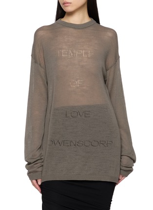 Main View - Click To Enlarge - RICK OWENS  - Long Sleeve Temple Of Love Sheer Knit Top