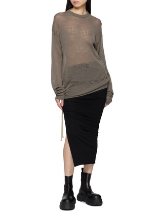 Figure View - Click To Enlarge - RICK OWENS  - Long Sleeve Temple Of Love Sheer Knit Top