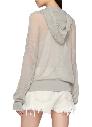 Back View - Click To Enlarge - RICK OWENS  - Long Sleeve Sheer Hooded Ribbed Knit Top