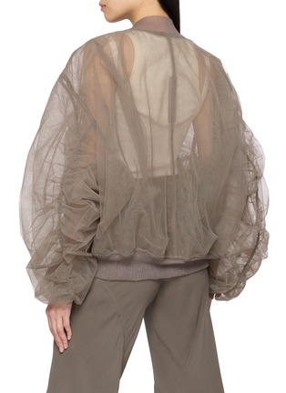 Back View - Click To Enlarge - RICK OWENS  - Sheer Gathered Sleeve Bomber Jacket