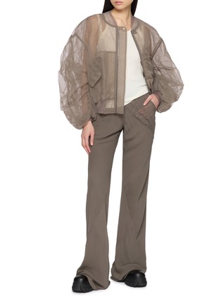 Figure View - Click To Enlarge - RICK OWENS  - Sheer Gathered Sleeve Bomber Jacket