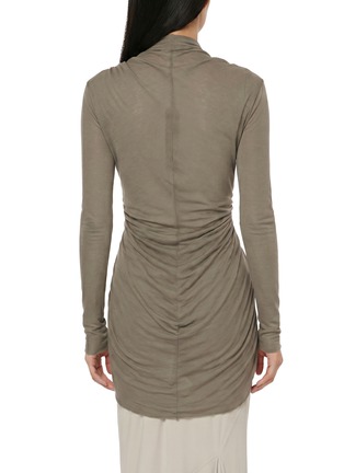 Back View - Click To Enlarge - RICK OWENS  - Long Sleeve Ruched Front V-Neck Top