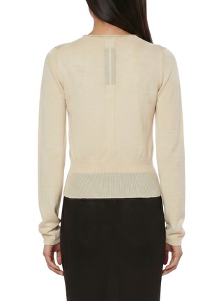 Back View - Click To Enlarge - RICK OWENS  - Cutout Neck Fitted Wool Knit Top