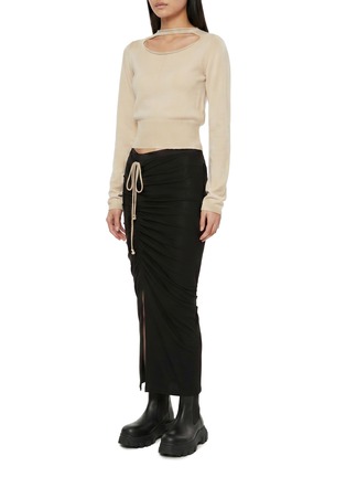 Figure View - Click To Enlarge - RICK OWENS  - Cutout Neck Fitted Wool Knit Top