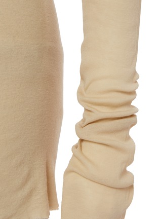  - RICK OWENS  - Long Sleeve Crewneck Sheer Ribbed Cotton T-Shirt