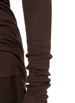  - RICK OWENS  - Long Sleeve Crewneck Sheer Ribbed Cotton T-Shirt