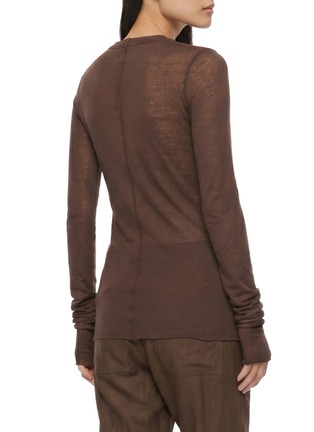 Back View - Click To Enlarge - RICK OWENS  - Long Sleeve Crewneck Sheer Ribbed Cotton T-Shirt