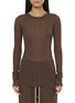 Main View - Click To Enlarge - RICK OWENS  - Long Sleeve Crewneck Sheer Ribbed Cotton T-Shirt