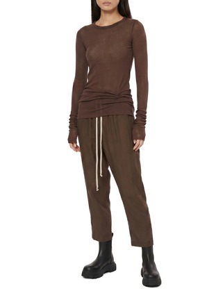 Figure View - Click To Enlarge - RICK OWENS  - Long Sleeve Crewneck Sheer Ribbed Cotton T-Shirt