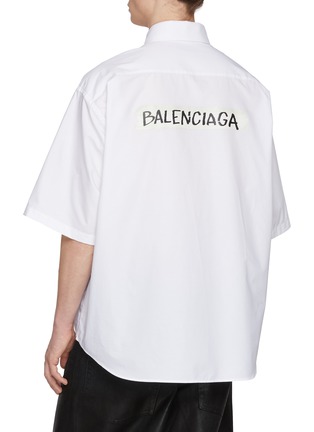 Back View - Click To Enlarge - BALENCIAGA - Logo Embroidered Regenerative Cotton Poplin Shirt