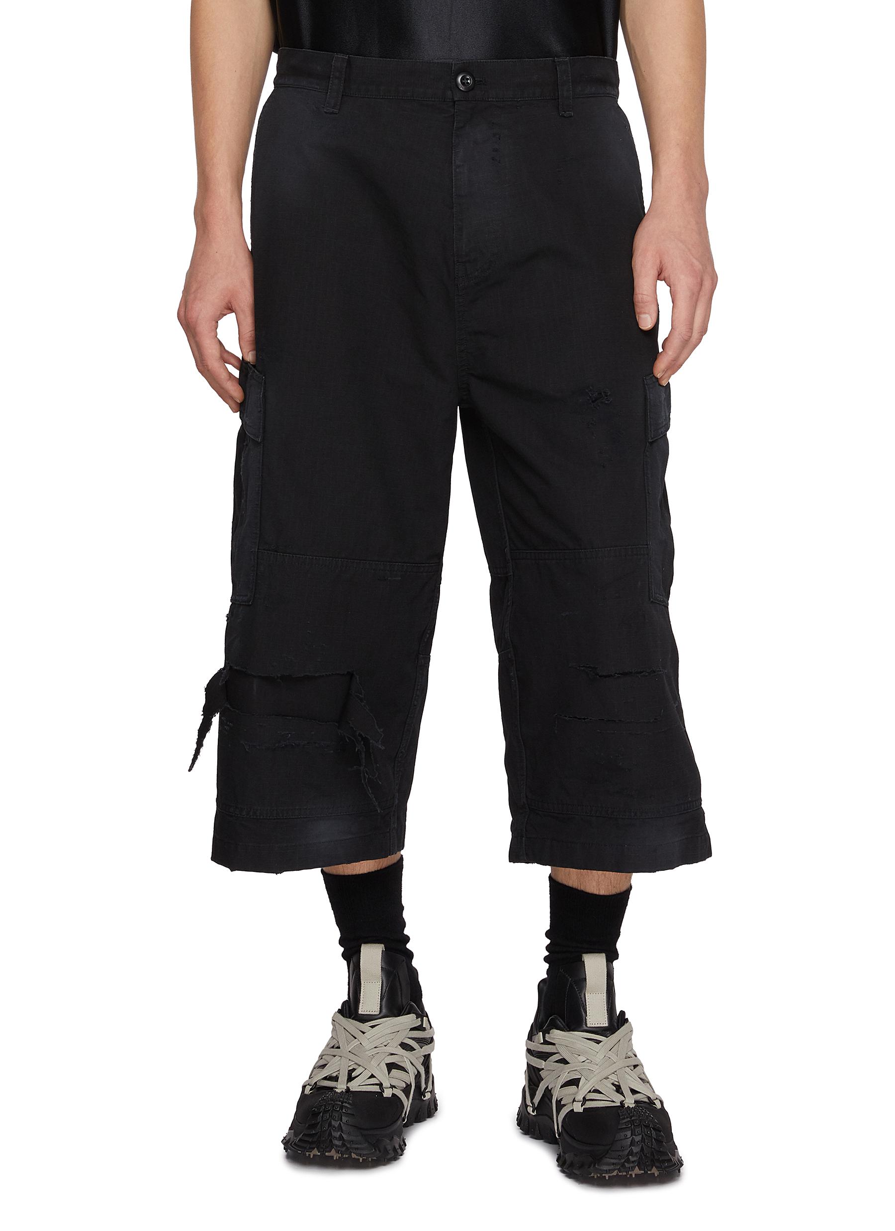 BALENCIAGA | Ripstop Wide Leg Cropped Cotton Cargo Pants | Men 