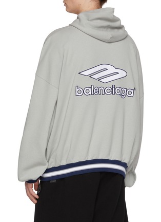 Back View - Click To Enlarge - BALENCIAGA - 3B Football Cotton Fleece Polo Hoodie