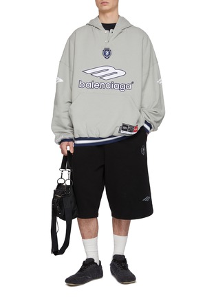 Figure View - Click To Enlarge - BALENCIAGA - 3B Football Cotton Fleece Polo Hoodie