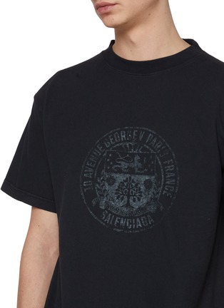 - BALENCIAGA - Crest Logo Print Cotton Jersey T-Shirt