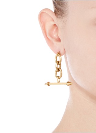 Figure View - Click To Enlarge - ELA STONE - 'Rocca' chain link arrow earrings