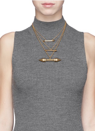Figure View - Click To Enlarge - ELA STONE - 'Rocca' arrow spike tier necklace