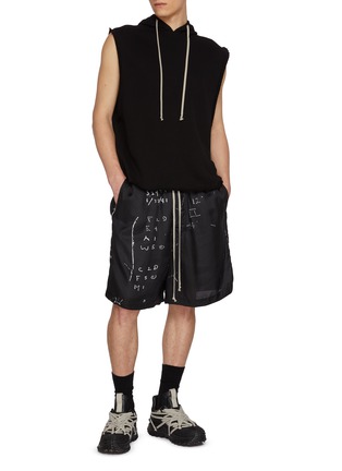 Figure View - Click To Enlarge - RICK OWENS  - Sleeveless Heavyweight Cotton Hoodie