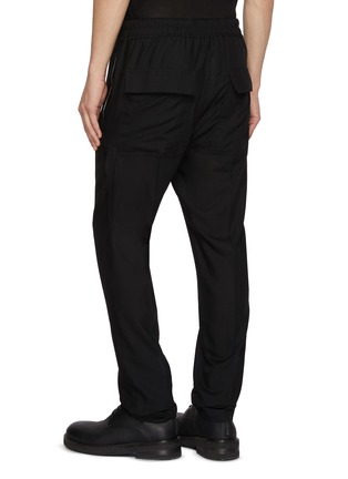 Back View - Click To Enlarge - RICK OWENS  - Straight Leg Elasticated Drawstring Wool Pants