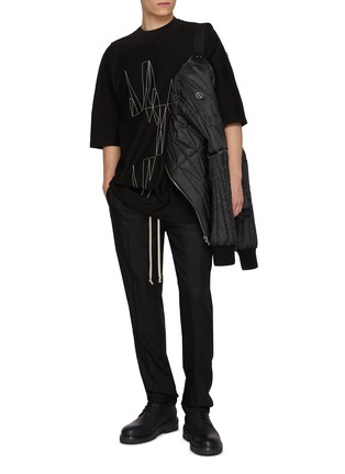 Figure View - Click To Enlarge - RICK OWENS  - Straight Leg Elasticated Drawstring Wool Pants