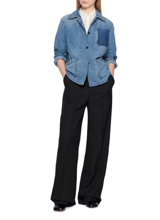 Figure View - Click To Enlarge - MAISON MARGIELA - Paint Splatter Faded Pocket Medium Wash Worker Jacket