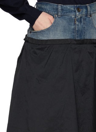  - MAISON MARGIELA - Hybrid Panelled Cotton Denim Nylon Flare Skirt