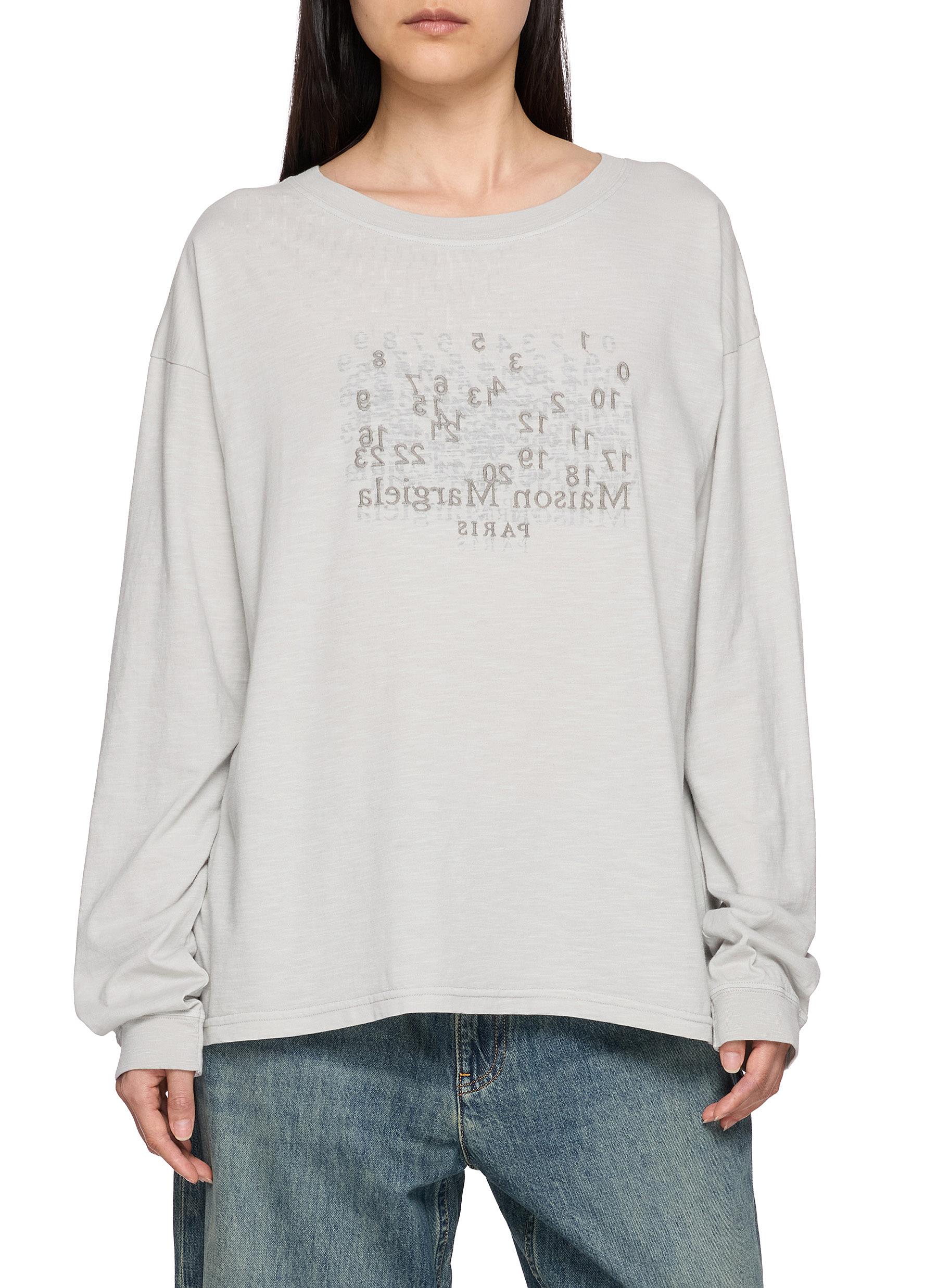 MAISON MARGIELA | Long Sleeve Numeric Logo Print Cotton Top