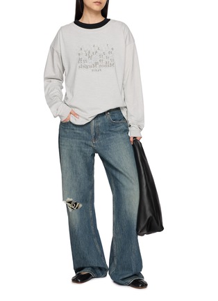 Figure View - Click To Enlarge - MAISON MARGIELA - Long Sleeve Numeric Logo Print Cotton Top