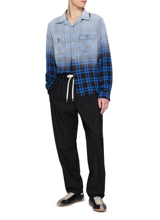 Figure View - Click To Enlarge - MAISON MARGIELA - Gradient Chequered Undyed Detail Viscose Shirt