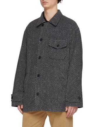 Detail View - Click To Enlarge - MAISON MARGIELA - Reversible Herringbone Fleece Lined Cotton Twill Jacket