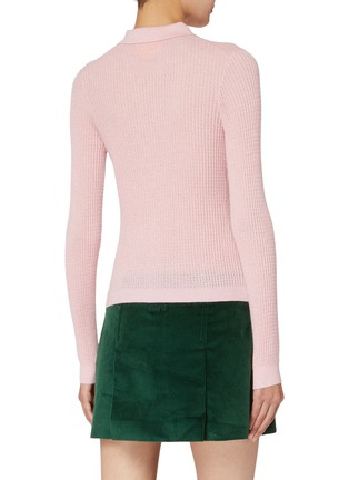 Back View - Click To Enlarge - GUEST IN RESIDENCE - Long Sleeve Shrunken Cashmere Knit Polo Top